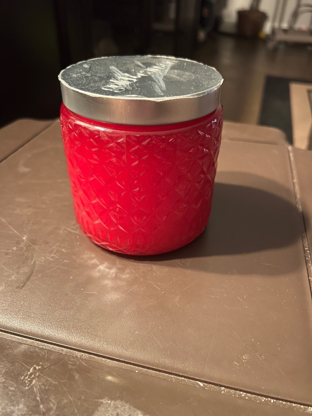 Gold Canyon Strawberry Lemonade candle 16 oz ounces in red with textured diamond